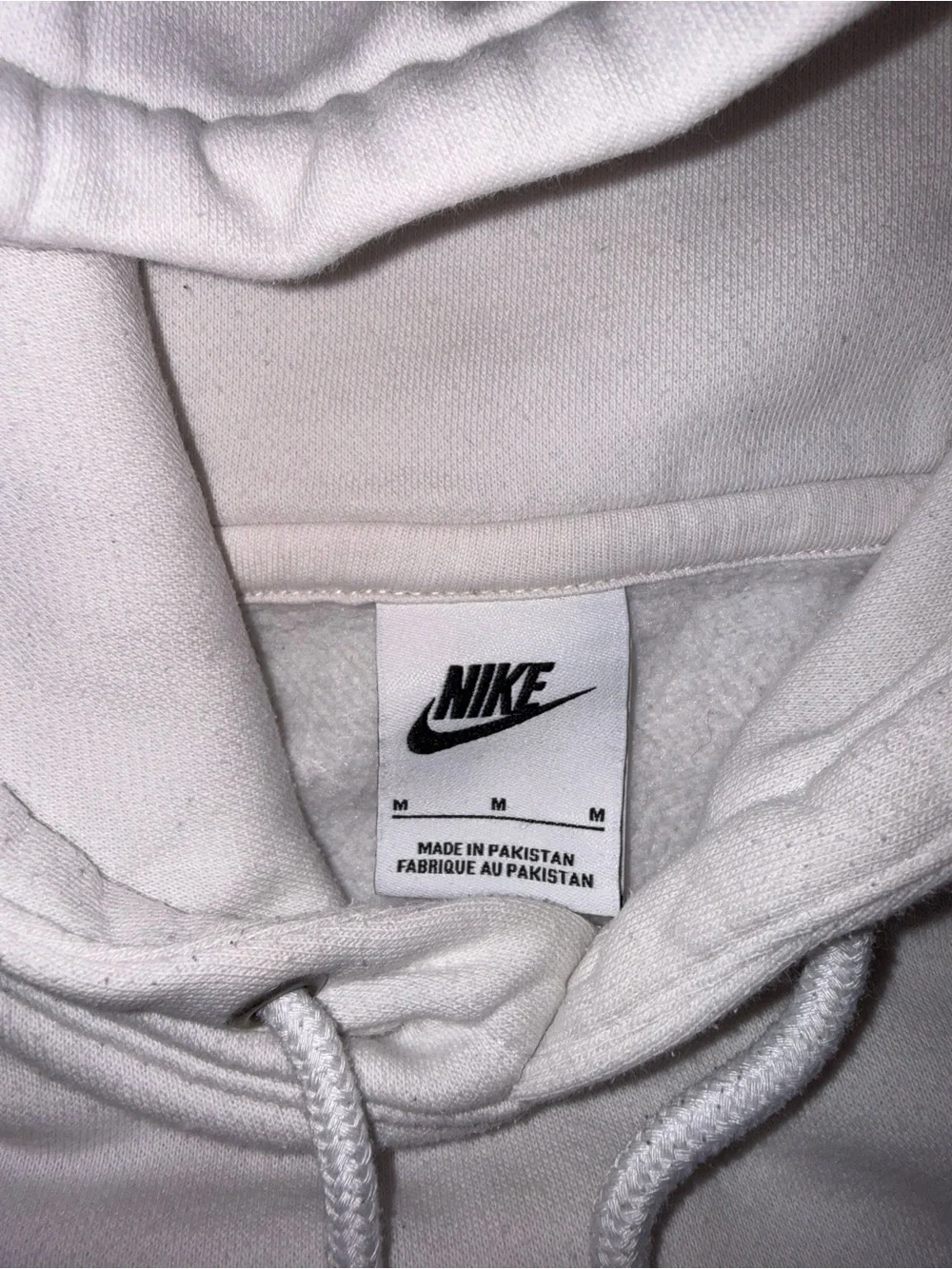 2273-Nike Men's White Hooded Sweatshirt with Black Logo